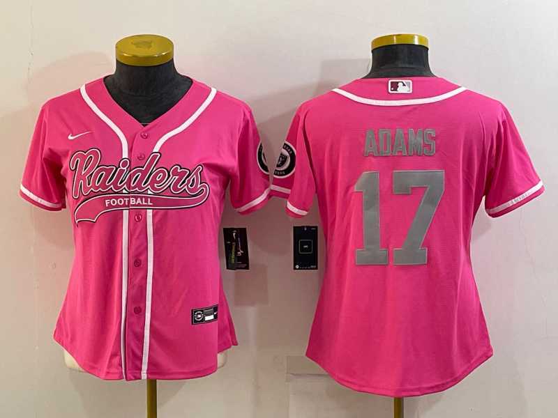 Women%27s Las Vegas Raiders #17 Davante Adams Pink With Patch Cool Base Stitched Baseball Jersey->women nfl jersey->Women Jersey